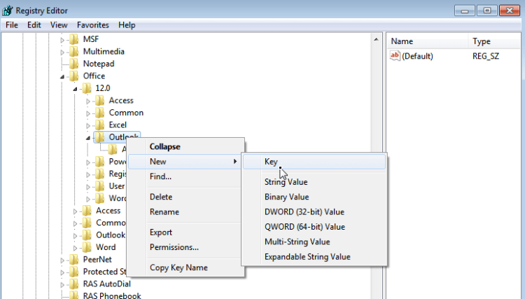 Outlook 2013 Error (0x8004060c)